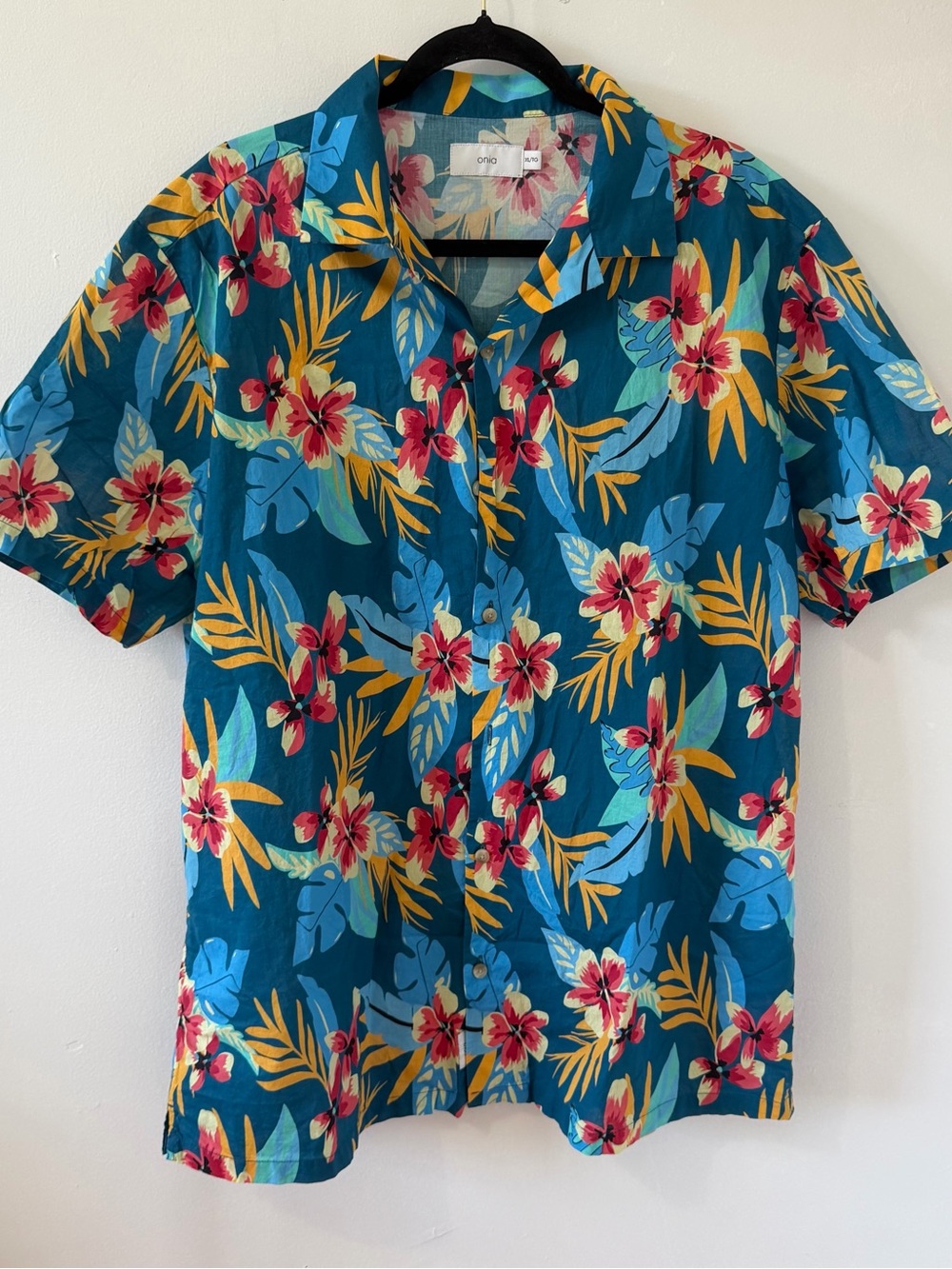 Onia Mens Short Sleeve Tropical Floral Camp Collar Resort Vacation Shirt XL